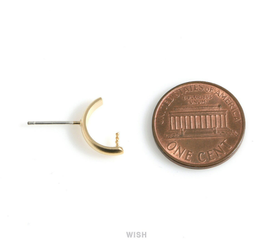 Semicircle Stud Earrings in Matte Gold, Semicircle Ear Studs /MMG-551-E