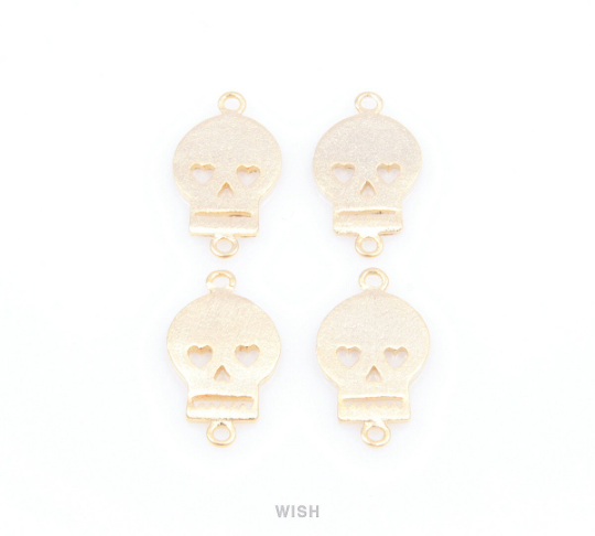 Flat Skull Connectors in Matte Rhodium, Skull Charms / MMRH-055-C