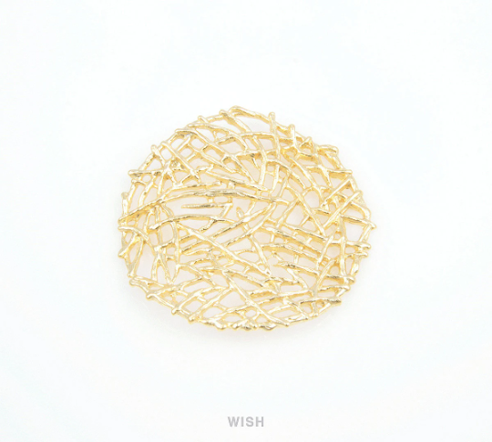 Round Bird Nest Pendants in Matte Gold, Bush Charms / MMG-091-P