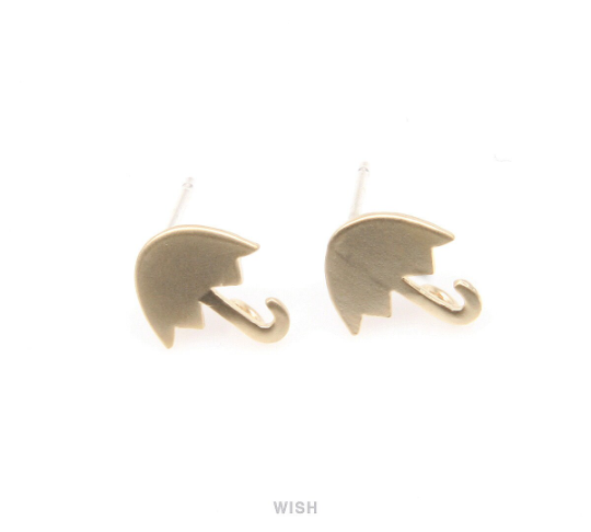 Umbrella Stud Earrings in Matte Rhodium, Umbrella studs / MMRH-255-E