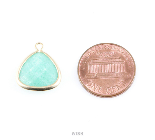 Rose Quartz Faceted Stone Charms in Matte Rhodium, Framed Triangle Pendants / SRQMRH-029-C