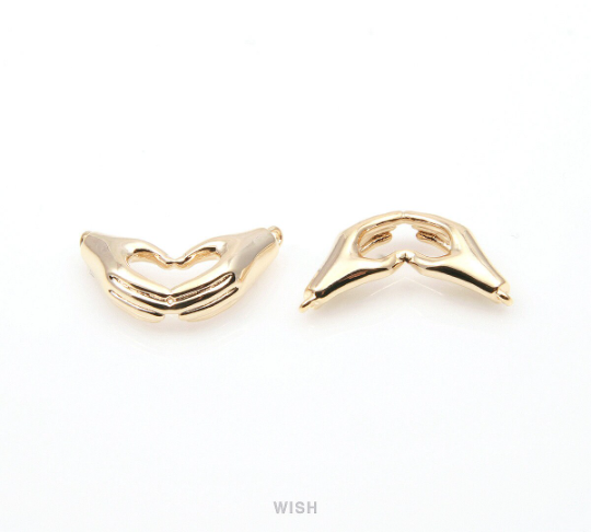 Heart Hands Pendant in Rhodium, Heart Hands Charm / MRH-285-P