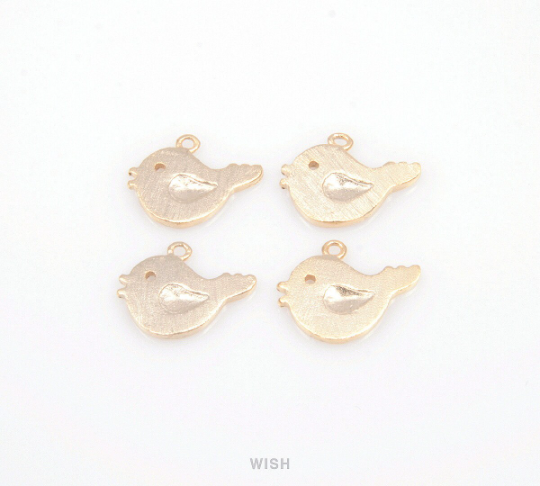 Skylark Pendants in Matte Brush Rhodium, Small Bird Charms / MMBRH-096-P