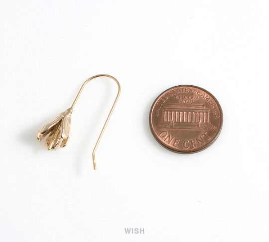 Flower Hook Earrings in Matte Rhodium, Tulip Ear Hooks / MMRH-490-E