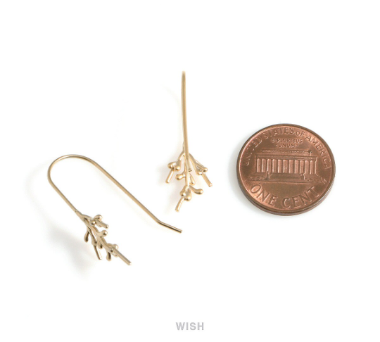 Pine Tree Hook Earrings in Matte Rhodium, Pine Tree Ear hooks / MMRH-571-E