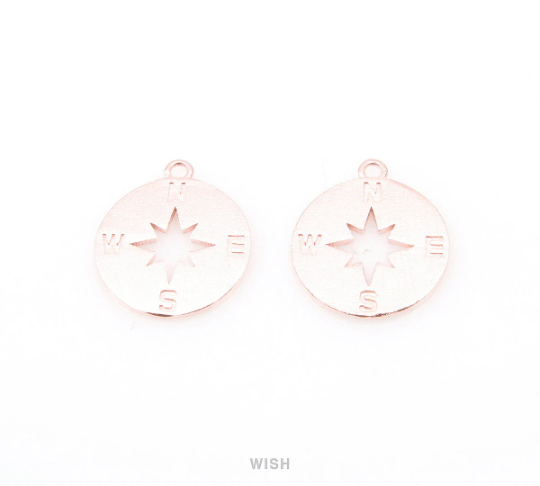 Compass Pendants in Matte Gold, Compass Charm / MMG-075-P