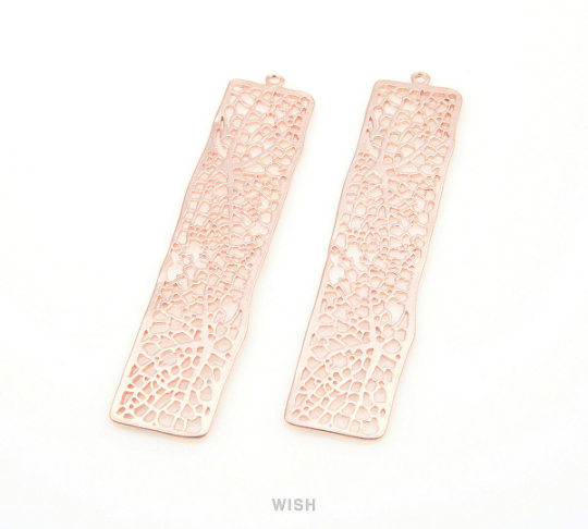 Mesh Bar Pendants in Matte Gold, Rectangle Net Charms /MMG-054-P (Large)