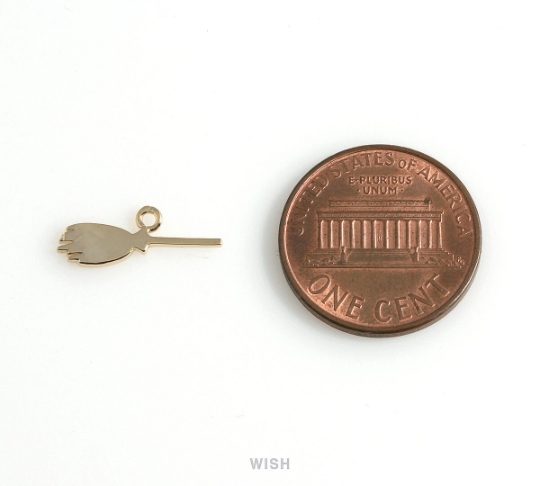 Broomstick Pendants in Rhodium, Halloween Broom Charm / MRH-469-P