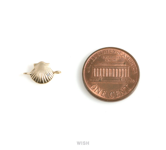 Seashell Pendant in Matte Gold, CZ Scallop Seashell Charm / MMG-569-P