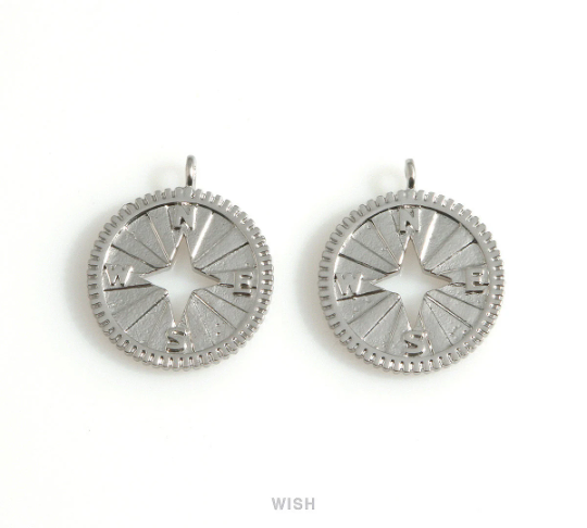 Compass Charm in Matte Gold, Compass Disc Pendants / MMG-610-P