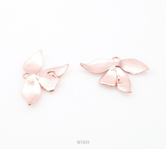 Orchid Flower Connectors in Matte Gold, Floral Charms / MMG-030-C