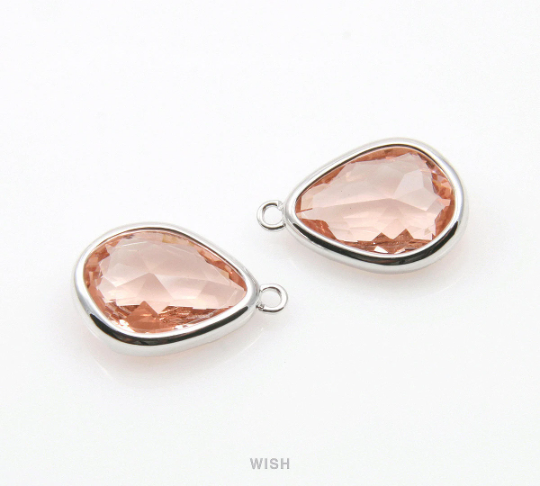 Peach Drop Charm in Gold, Champagne Drop Framed Pendant / SPCG-112-P