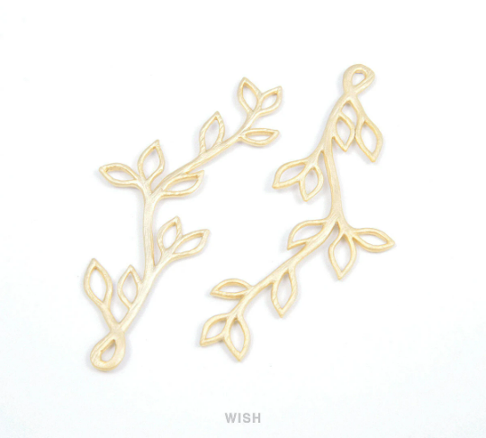 Twig Branch Pendants in Matte Rhodium, Twig Charm /MMRH-077-P