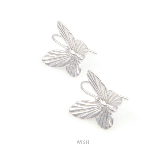 Butterfly Hook Earrings in Matte Gold, Butterfly Ear Hook /  MMG-099-E