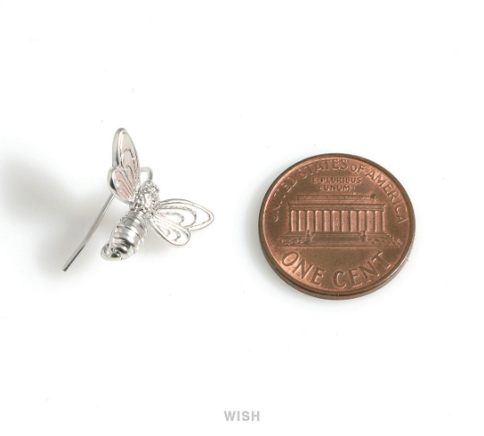 Bee Hook Earrings in Matte Gold, Honey Bee Ear Hook /MMG-171-E