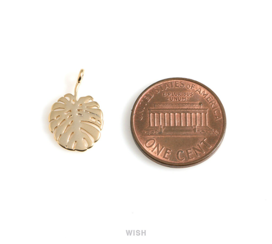 Monstera Leaf Pendants in Matte Gold, Monstera Leaf Charm / MMG-523-P