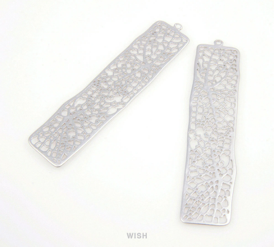 Mesh Bar Pendants in Matte Rose Gold, Rectangle Net Charms /MMRG-054-P (Large)