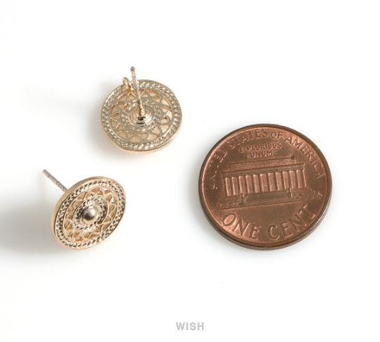 Oriental Circle Stud Earrings in Matte Rhodium / MMRH-607-E