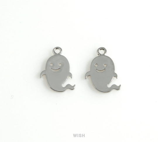 Ghost Pendants in Gold, Halloween Ghost Charm / MG-471-P