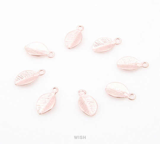 Small Leaves Pendants in Matte Rhodium, Leaves Charms / MMRH-027-P