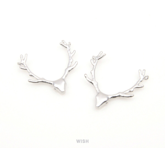 Reindeer Antler Pendants in Matte Gold, Antler Charm / MMG-178-P