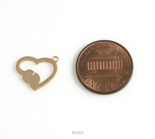 Open Heart Charm in Matte Rhodium, Open Heart Pendant / MMRH-685-P