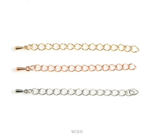 Extender Chains for Necklace or Bracelet in Rose Gold, Removable Extender / FRG-028-C (10 pcs)