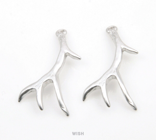 Deer Antler Pendant in Matte Rose Gold, Antler Charm / MMRG-328-P