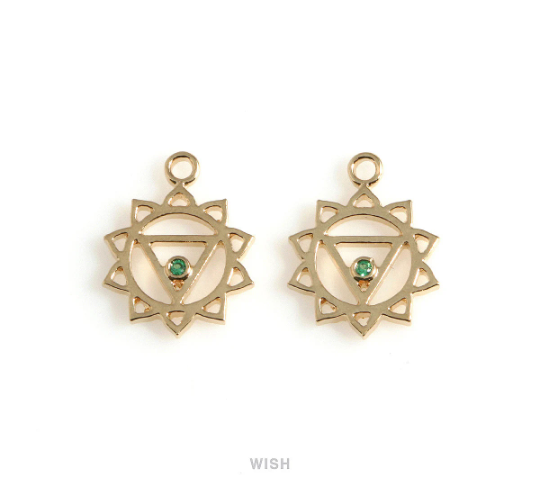 Solar Plexus Chakra with CZ Pendants in Rhodium, 3rd Chakra Charm / MRH-495-P