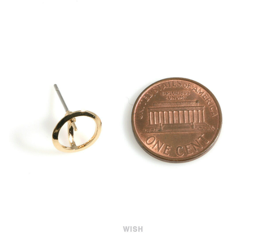 Circle Stud Earrings in Gold, Circle Ear Studs / MG-568-E