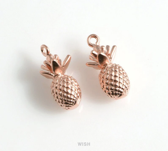 Pineapple Pendants in Matte Rhodium, Solid Pineapple Charms / MMRH-183-P