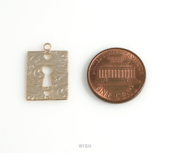 Keyhole Pendants in Matte Rhodium, Keyhole Charm / MMRH-594-P