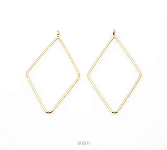 Open Diamond Wire Pendant in Rhodium, Open Diamond Charm / MRH-286-P