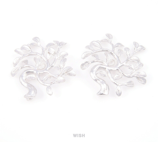 Family Tree Pendants in Matte Gold, Winter Tree Charms / MMG-040-P