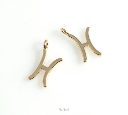 Pisces Zodiac Sign Pendants in Rose Gold, Zodiac Charm / MRG-453-PI