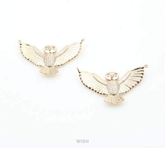 Owl Pendant in Gold, Gold Owl Charm / MG-283-P