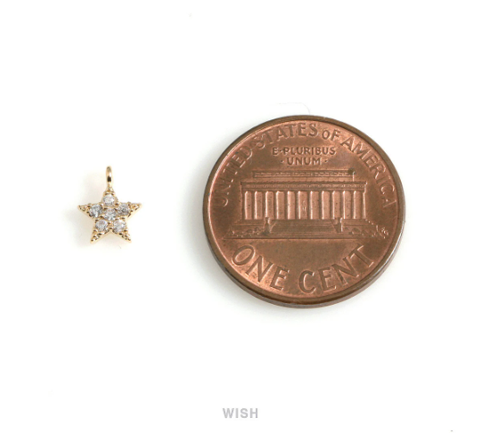 Cubic Zirconia Star Pendant in Gold, CZ Star Charm / CG-089-P