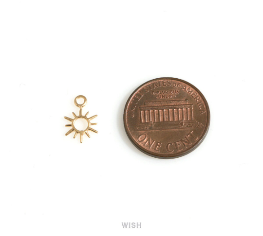 Small Sun Pendants in Matte Rhodium, Dainty Sun Charms / MMRH-624-P2