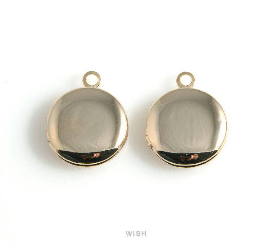 Elegant Round Rose Gold Locket, Round Locket Charm / MRG-474-P