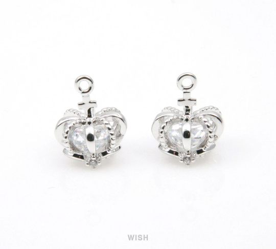 Large Cubic Zirconia in Gold Crown, Round Cubic Zirconia Crown / CG-071-P