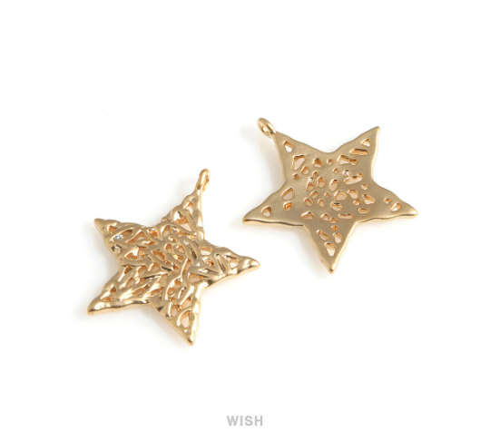 Mesh Star Pendants in Matte Gold, Large Star Charm / MMG-703-P