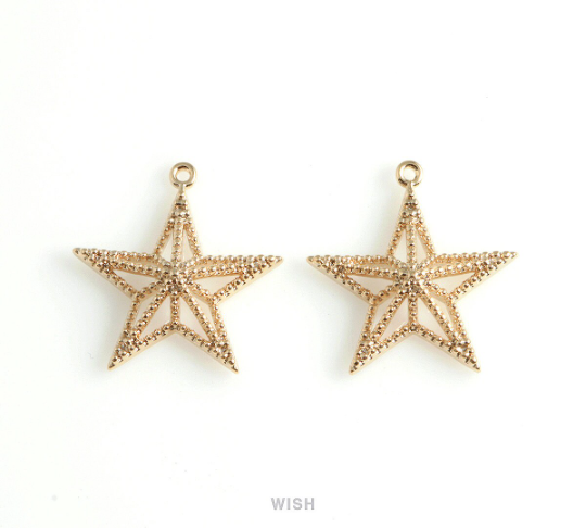 Star Pendants in Rhodium, Solid Star Charm / MRH-450-P