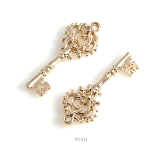 Key Pendants in Matte Rhodium, House Key Charm / MMRH-593-P