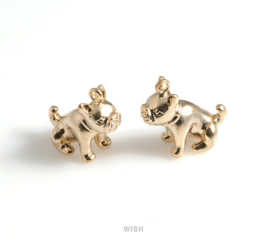 French Bulldog Pendants in Matte Rhodium, Bulldog Charm / MMRH-565-P