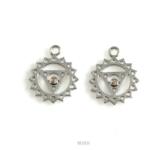 Throat Chakra with CZ Pendants in Gold, The 5th Chakra Charm / MG-497-P