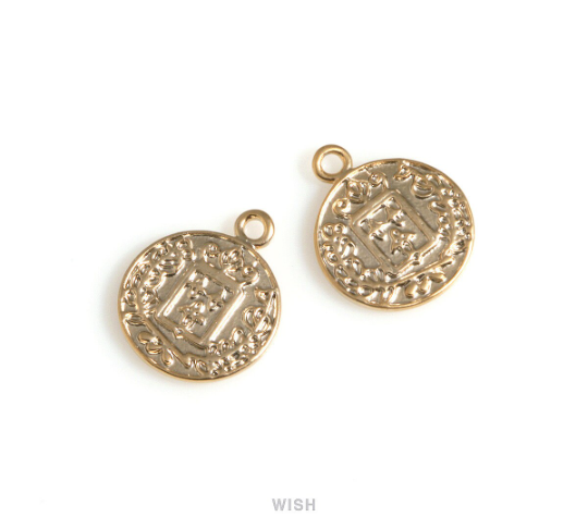 Coin Pendants in Matte Gold, Coin Charms / MMG-696-P