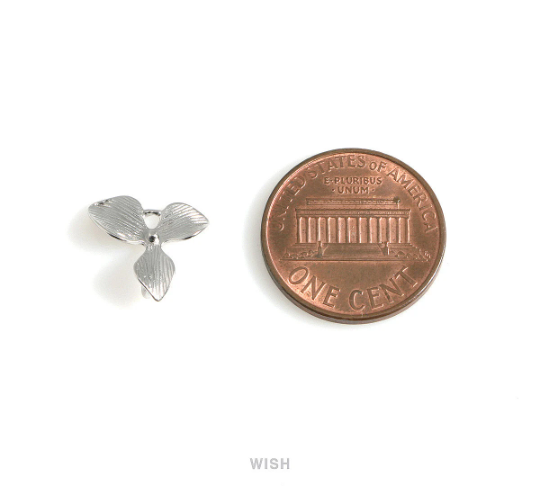 Orchid Flower Leaf Connectors in Matte Rhodium, Bottom Orchid Leaf / MMRH-071-C