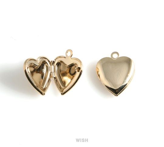Heart Rose Gold Locket, Heart Locket Charm / MRG-476-P