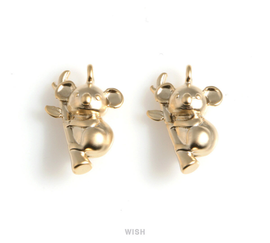 Koala Pendants in Matte Rhodium, Solid Koala Charm / MMRH-530-P