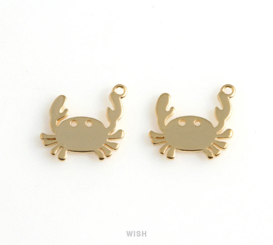 Crab Pendants in Matte Rhodium, Gold Crab Charm / MMRH-491-P